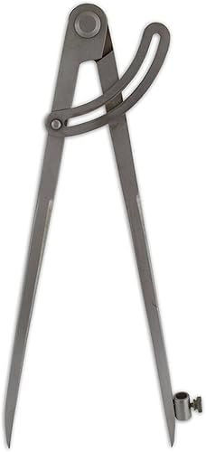 Wing Compass Divider Caliper with Pencil Holder – Metal Circle Marking Tool for Machinists & Woodworkers | Sizes 6", 8", 10", 12", 16" (Grey, 12)