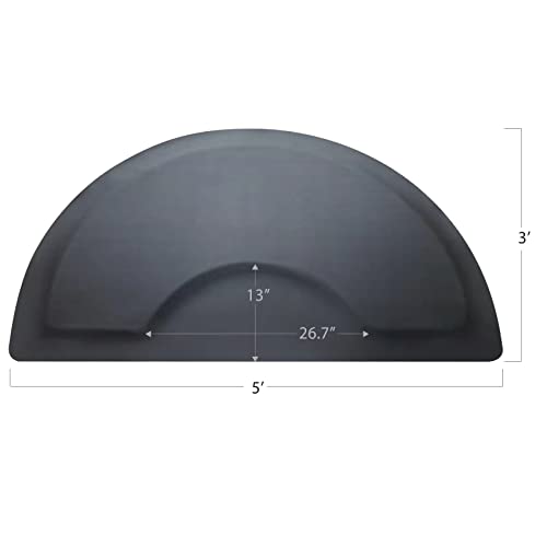 Salon Mat for for Hairstylist 3'x5' Barber Shop Anti-Fatigue Salon Standing Chair Mat - Black Semi Circle 1/2" Thick Comfort Salon Mat, Hair Cutting Hairdressing Equipment