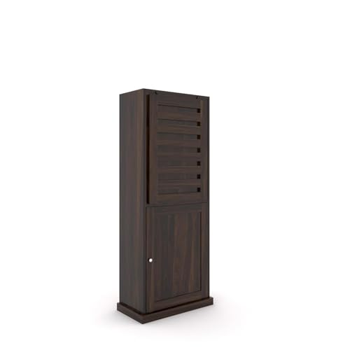 Image of SUNCOM Solid Sheesham Wood Foldable Study Table for Adults | Computer Table for Home | Office Table for Office Work | Work from Home Table with Door Cabinet & Shelf Storage | Rosewood, Walnut
