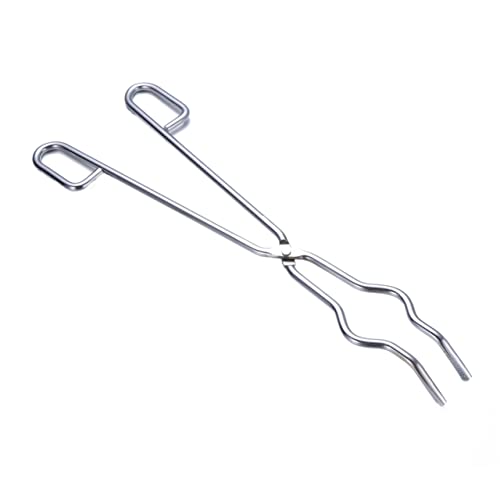 NAMOARLY 45cm Long Beaker Flask Crucible Tongs Silver Heavy Duty for Foundry Use