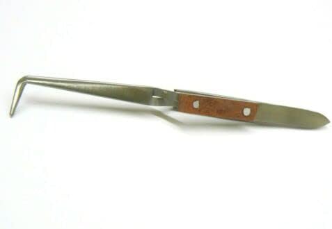 Fiber Grip Cross Locking Tweezers 90º Bent Tip Crosslock Soldering Jewelry Tool By JTS