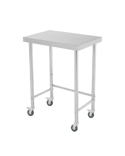 Stainless Steel Table 18x28 Inch with Wheels, Stainless Steel Kitchen Prep Table, Commercial Utility Work Table
