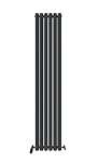 iBathUK Strata Wall-Mounted Vertical Double Oval Panel Radiator, 6-Column Steel High Thermal Output Hydronic Central Heating, Designer Modern Radiator in Matt Anthracite, 1800 × 354mm