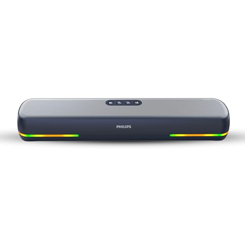 Philips TAB4120BL/94 Wireless Bluetooth Soundbar, 20W, 8H Playtime, Bluetooth 5.1, TWS Mode, RGB Light, LED Indicator, Built-in Mic, Voice Assistant, AUX/USB/TF Card Input, USB-C Charging (Sky Blue) view 1
