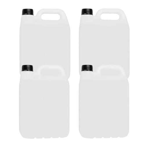 Kanister mit Schraubverschluss für Flüssigkeiten Fassungsvermögen 5 Liter (4er-Set) ideal für Wasser zur Aufbewahrung und zum Transport von Flüssigkeiten Ölen Kraftstoffen weiß transparent