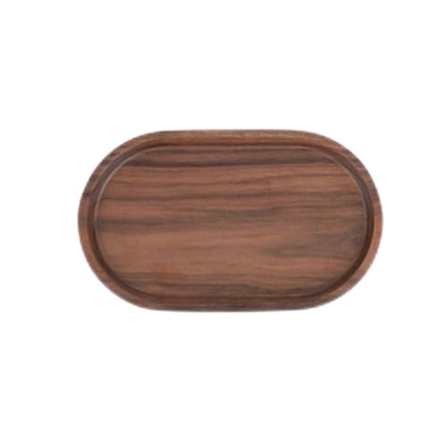 Image of Simplicity Solid Wood Oval Small Tray, Tea Plate, Afternoon Dim Sum Plate Tableware, Coffee Dessert Wood Plate (Black Walnut Wood)