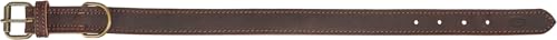 Trixie Rustic Halsband Leder Größe S–M: Halsumfang 34–40 cm/25 mm in Dunkelbraun - genähtes Lederhalsband für kleine bis mittelgroße Hunde, in klassischem Design, schonendes Anleinen, 19005