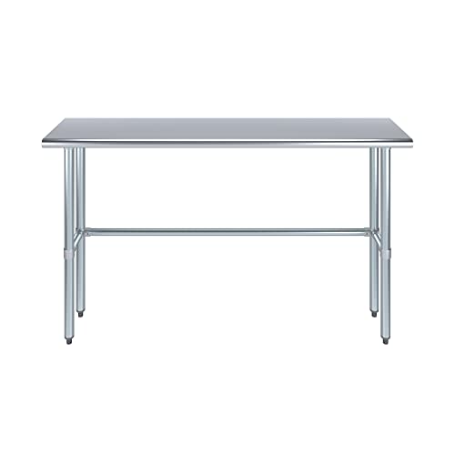Image of AmGood Stainless Steel Work Table Open Base | Metal Work Bench (Stainless Steel Table Open Base, 60 inch Long x 14 inch Deep)
