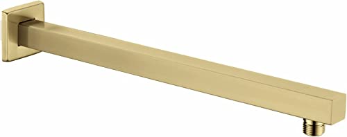 VIGIME Bras de douche de 40,6 cm, extension de pommeau de douche à effet pluie avec bride et ruban en téflon, fabriqué en acier inoxydable épais pour salle de bain (doré brossé)