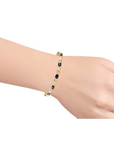 Rylos Spectacular Tennis Bracelet Set With Diamonds & Sapphires in 14K Yellow Gold - 7"*2