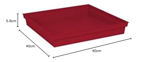 EDA Quadratischer Untersetzer Toskana, 40 cm, für Blumentopf, quadratisch, Toskana, 50 cm, 40 x 40 x 5,9 cm, Rubinrot