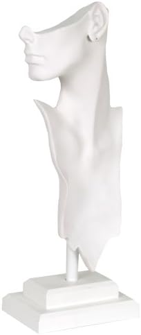 KC Store Fixtures 49155 Jewelry Display, Bust with Partial Face for Necklace and Earrings, White, 19 1/2 Inches High