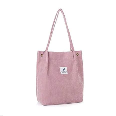 Vijakr Tote Bag Canvas Women Corduroy Shoulder Purse Reusable Shopping Bag Grocery Bag Large Capacity Washable Handbag Girls Shoulder Bag with Inner Pocket For Daily Use Work Travel (Pink) (B0D56ZTJ34) Amazon Price History, Amazon Price Tracker