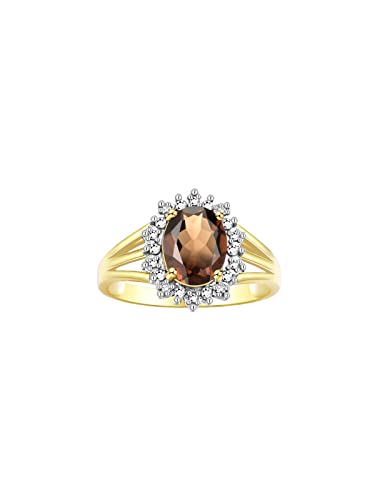 Image of Rylos Women's Yellow Gold Plated Silver Princess Diana Ring & Pendant Set. Gemstone & Diamonds, 9X7MM Birthstone. Matching Friendship Jewelry, Sizes 5-10.