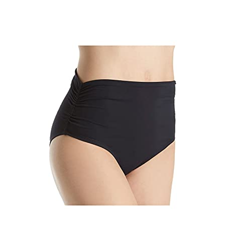 Anne Cole Women s High Waist to Fold Over Shirred Bikini Bottom Swimsuit, Live in Color Black, Medium