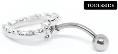 TOOLSSIDE VCH Piercing Jewelry with Shining Stones Stainless Steel Heart Belly Button Ring Navel Piercing Jewelry Belly Rings for Women 14G Belly Button Piercing - Image 6
