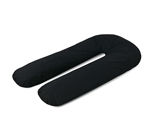 A ATH COLLECTION Pregnancy Pillowcase 9 FT, 12 FT, U Shaped Full Body Pillow Cover with zip, Nursing, Support and Maternity Pillow for Pregnant Women Cover Only (9 FT, Black)