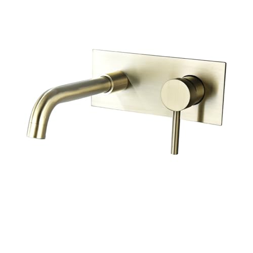 Robinet d'évier rond mural eau chaude froide mitigeur lavabo inox doré