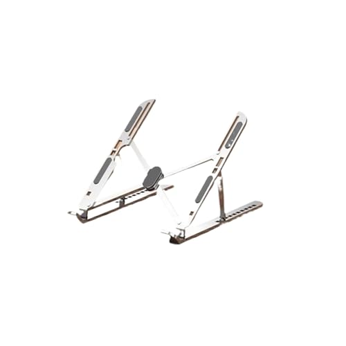 Soporte para portátil de aluminio plateado con diez niveles de ajuste de altura para escritorio