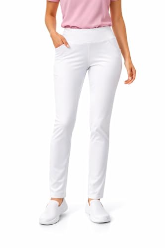 MEDIFASHION 24 - Damen Medizin Jeggings Pflegehose Hose Weiß Stretch Arbeitshose für Pflege Arztpraxis Labor Kosmetik Größen 3458 (DE/NL/SE/PL Numerisch 36 38 Regular Regular Weiss)