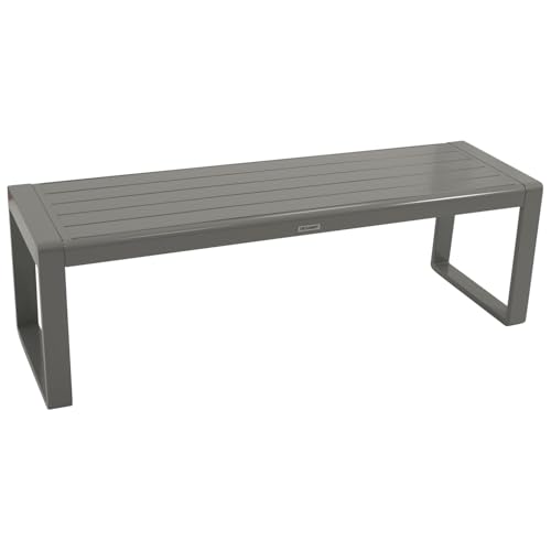 DEGAMO Gartenbank Hockerbank Brescia 3-sitzer 138cm, Aluminium Silbergrau, wetterfest, Outdoor