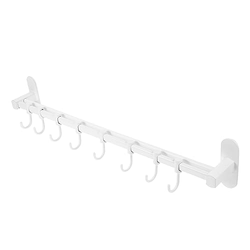 HOMSFOU clothes hangers Kitchen Rail Hook Mounted Kitchen Rail Rack Space Saving Wall Utensil Holder Wall Mount Kitchen Rail Rack with hook Space aluminum white kitchen shelf