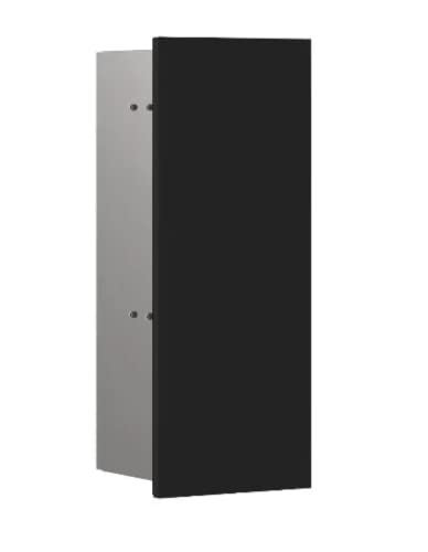 Emco Asis Pure Unterputz-Toilettenbürstengarnitur-Modul, Badezimmerschrank mit Toilettenbürste, Hochschrank mit Push to Open-Funktion und Anschlag Links, schwarz matt