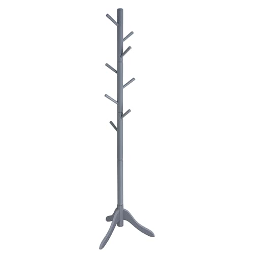 VASAGLE Garderobenständer, Kleiderständer aus Massivholz, Garderobe mit 8 Haken, Baumform, 3 verstellbare Höhen, für Mäntel, Jacken, Taschen,...