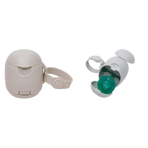 Image of Ubbi 2 Pack On-The-Go Dual Pacifier Holder, Taupe & Gray, Keeps Baby's Binkies Clean and Accessible, Portable for Travel