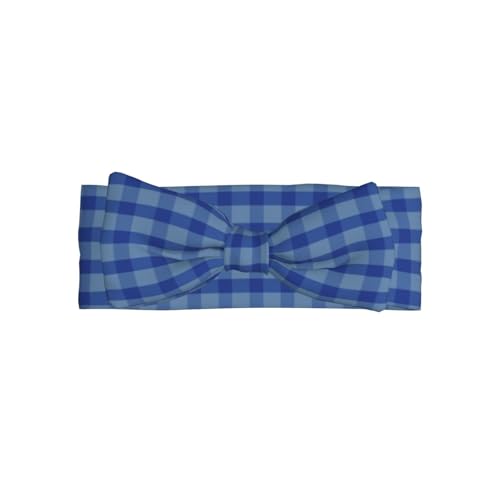 Navy Blue Gingham Print Baby Girl Bows Headbands Baby Girls Newborn Headbands Infant Toddlers 0-6 Months