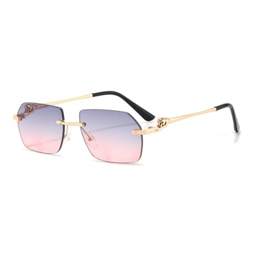 Lunettes de soleil carrées sans cadre pour vos terrasses d'été et sorties mode en dégradé rose