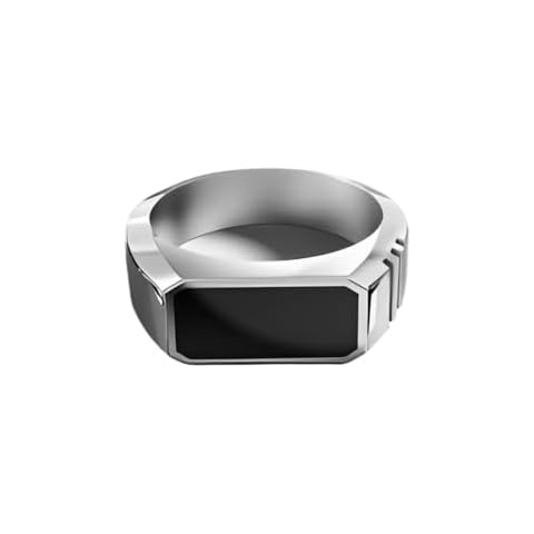 Men's Black Onyx Ring 925 Sterling Silver Ring Handmade Black Gemstone Signet Men’s Ring Square Black Onyx Ring for Men’s Signet RIng Black Onyx Ring (7) Cover