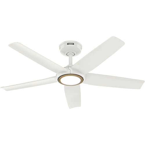 Hunter ZenTech 44 Inch Smart Ceiling Fan with LED Light for Bedroom, Indoor/Outdoor Damp Rated, 5-Blade, Fresh White, Wi-Fi Enabled, Compatible with Alexa, Google & Apple thumbnail 2