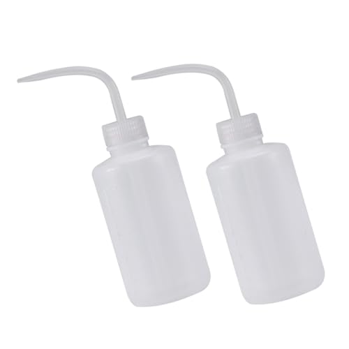 DECHOUS 2pcs White Angled Spout Squeeze Bottle For Cleaning And Watering Transparent Pp Material With Measurement Marks For Lab Equipment Plant
