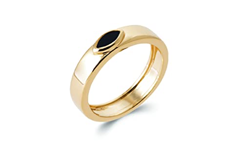 Bague Tata Gisèle en plaqué or 18k et véritable agate noire