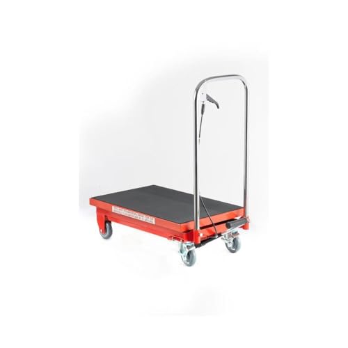 500lbs Load Capacity Hydraulic Lift Table Cart, 28.5\'\' Lifting Height Steel Single Scissor Lift Table with Non-Slip Pads and 4 Wheels for Material Handling and Transportation