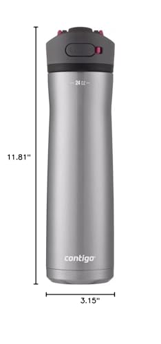 Image of Contigo Ashland Chill 2.0, 24oz., Stainless Steel Water Bottle with AUTOSPOUT Lid, Steel /Dragonfruit