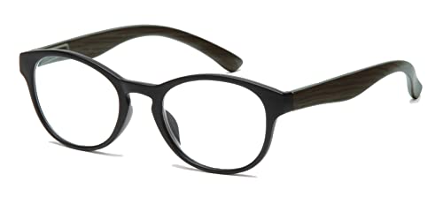 FILTRAL runde Lesebrille in Pantoform/Moderne Lesehilfe aus Kunststoff mit Federbügel/Vollrand in schwarz, +2,00 dpt. F4542696