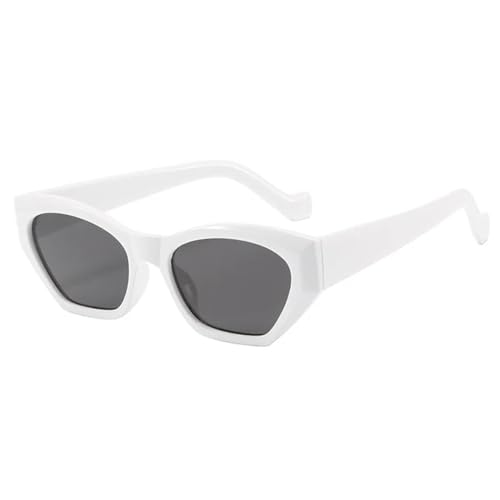 Lunettes de soleil œil de chat au design rétro fin et finitions blanches soignées