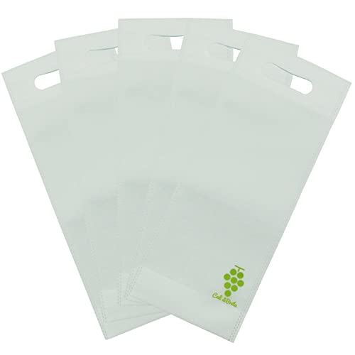 Cali&Brita 【5枚セット】ワインバッグ 袋 手提げ袋 不織布 ボトル 5枚セット ラッピング パーティ クリスマス ギフト プレゼント 贈答 日本酒 スパークリング (ホワイト)