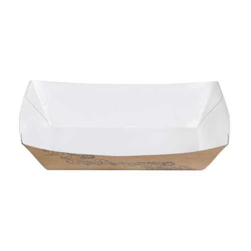 Image of Pack2Eat Paper Medium Food Boat Tray & White Paper Food Tray Disposable Serving Tray (Pack of 50)