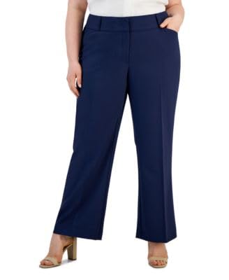 Alfani Plus Petite Plus Size Curvy Bootcut Tummy-Control Pants Blue Size S P