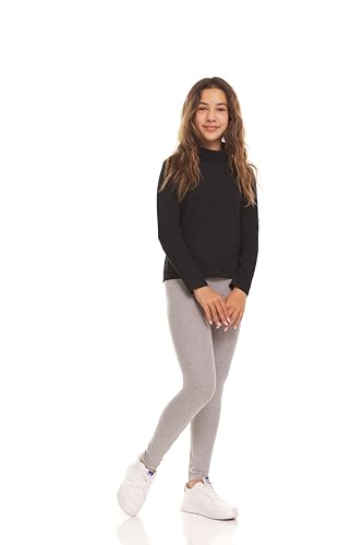 Pink Angel 2-Pack Toddler and Big Girls Leggings: Light Grey Cotton Spandex Stretch Pants for Kids – School, Dance, Yoga, and Ballet Clothing2