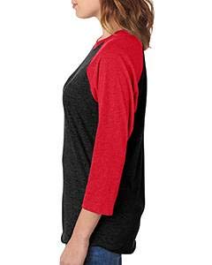 Next Level Unisex Triblend 3/4-Sleeve Raglan, Vintage Red/Vintage Black, 2X3