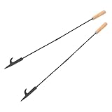 Cabilock 2 Piezas Atizador para Chimenea de Dos con Mango de Madera Desmontable y Portátil para Uso Leña Barbacoa Fogatas y Estufas Interiores