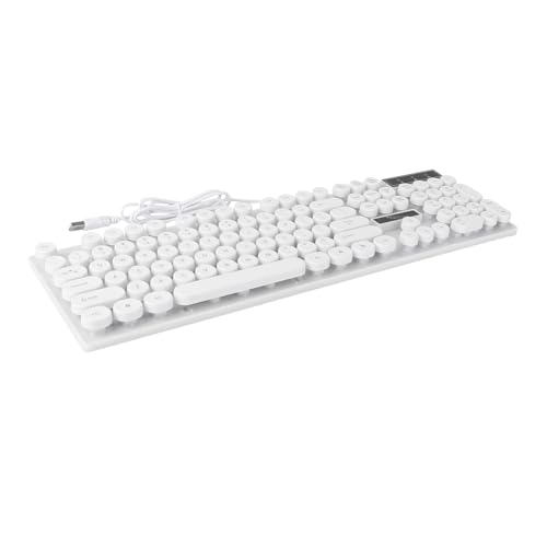 Clavier filaire lumineux USB touches rondes blanc compatible PC gamer et tablette Android