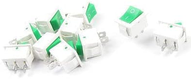 10Pcs SPST Rocker Switch 2Pin OnOff 6A 250VAC 10A 125VAC | 10 Pack SPST Switches, 6A 250VAC/10A 125VAC, 21x15x25mm, White & Green