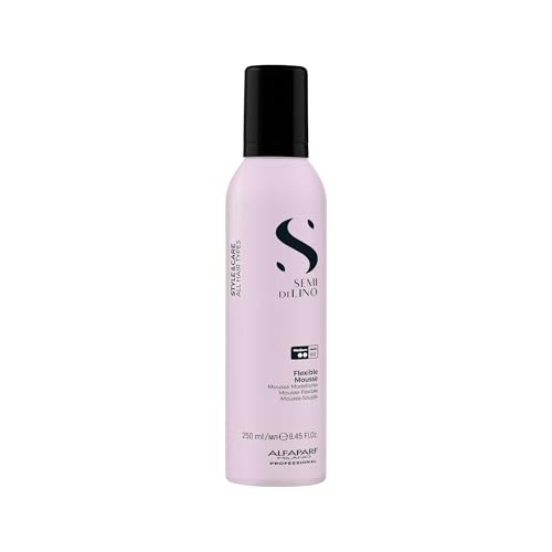 Alfaparf Milano | Semi di Lino | Style&Care | Flexible Mousse - Mousse modellante a tenuta media, effetto anti-crespo, Protezione termica fino a 230°C, per tutti i tipi di capelli, 250 ml