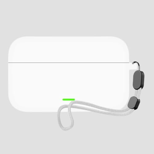 Image of Anvique Silicone Case Cover for Realme Buds T500 Pro, Shockproof Protective Earbuds Cover with Keychain Hook, Anti-Scratch Soft Silicone Skin, Full Body Protection Case (White Lanyard)