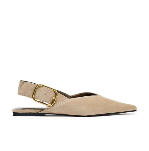 Image of Slingback Flat Shoes for Women Pointed Closed Toe Flat Mule Sandals Casual Comfortable Office Dressy Shoes